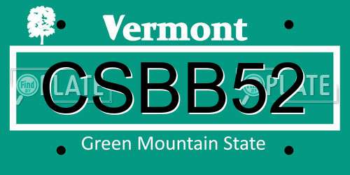 CSBB52 Vermont License Plate