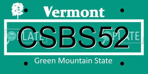 CSBS52 Vermont License Plate
