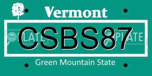 CSBS87 Vermont License Plate