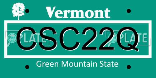CSC22Q Vermont License Plate
