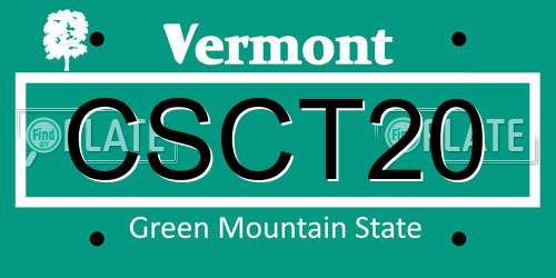 CSCT20 Vermont License Plate