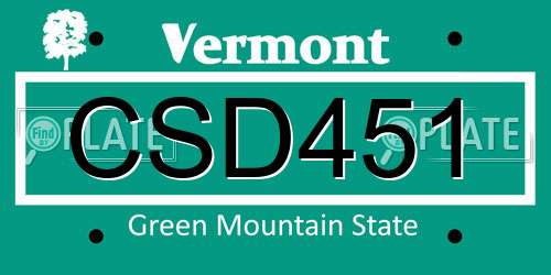 CSD451 Vermont License Plate