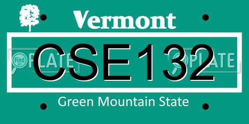 CSE132 Vermont License Plate