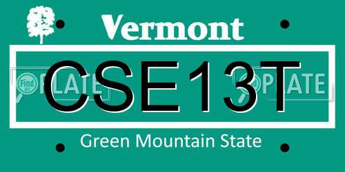 CSE13T Vermont License Plate