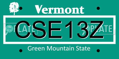 CSE13Z Vermont License Plate