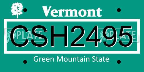 CSH2495 Vermont License Plate