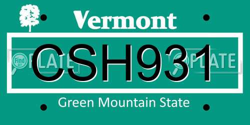 CSH931 Vermont License Plate
