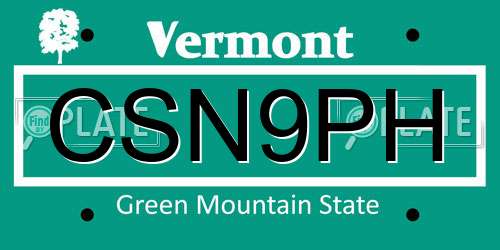 CSN9PH Vermont License Plate
