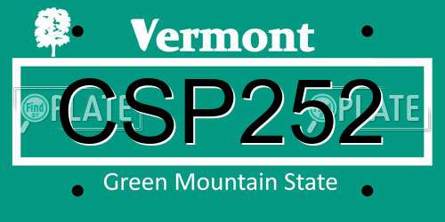 CSP252 Vermont License Plate