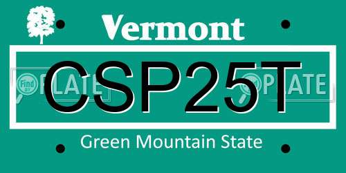 CSP25T Vermont License Plate