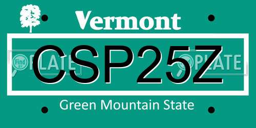 CSP25Z Vermont License Plate