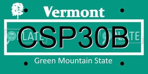 CSP30B Vermont License Plate