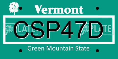 CSP47D Vermont License Plate