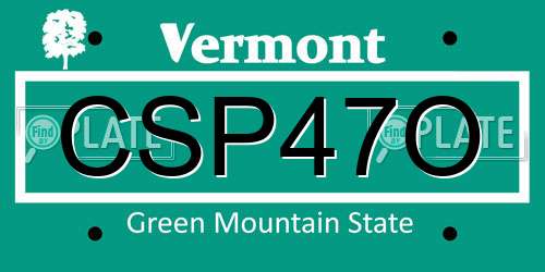 CSP47O Vermont License Plate