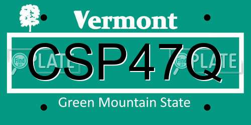 CSP47Q Vermont License Plate