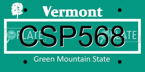 CSP568 Vermont License Plate