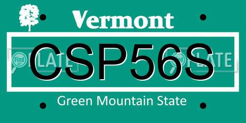 CSP56S Vermont License Plate