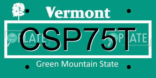 CSP75T Vermont License Plate