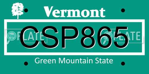 CSP865 Vermont License Plate