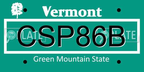 CSP86B Vermont License Plate