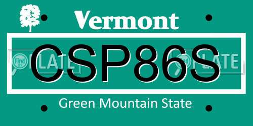 CSP86S Vermont License Plate