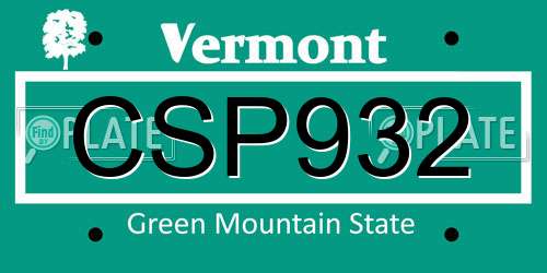 CSP932 Vermont License Plate