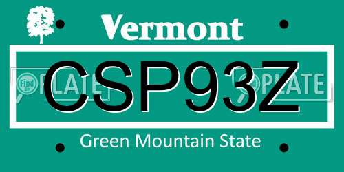CSP93Z Vermont License Plate