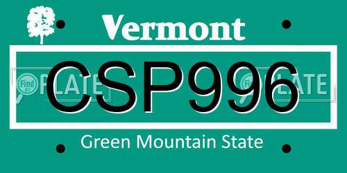 CSP996 Vermont License Plate