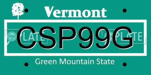 CSP99G Vermont License Plate