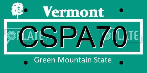 CSPA70 Vermont License Plate
