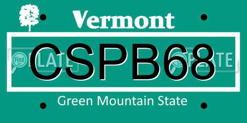 CSPB68 Vermont License Plate
