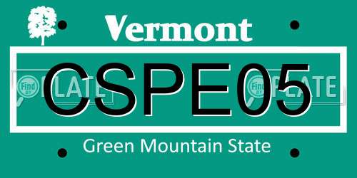 CSPE05 Vermont License Plate
