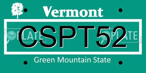 CSPT52 Vermont License Plate