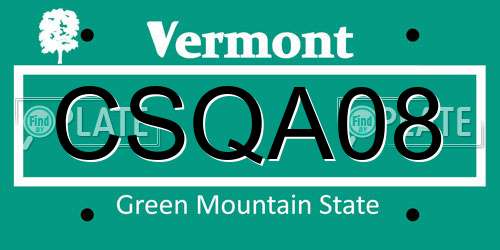 CSQA08 Vermont License Plate