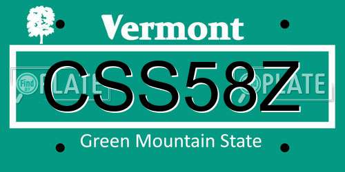 CSS58Z Vermont License Plate