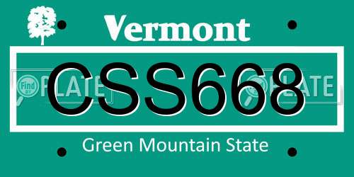 CSS668 Vermont License Plate