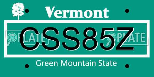 CSS85Z Vermont License Plate