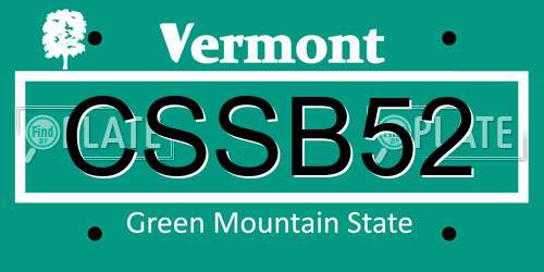CSSB52 Vermont License Plate