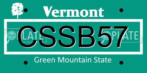 CSSB57 Vermont License Plate