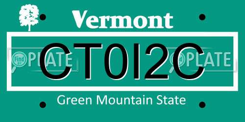 CT0I2C Vermont License Plate