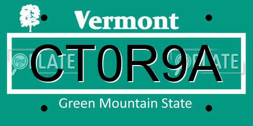 CT0R9A Vermont License Plate