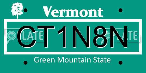 CT1N8N Vermont License Plate