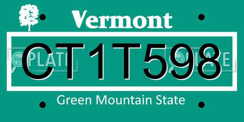 CT1T598 Vermont License Plate
