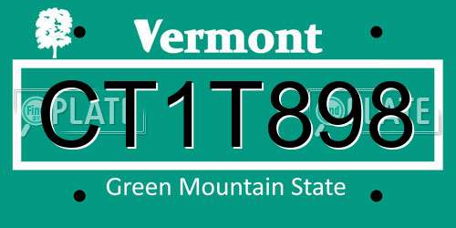 CT1T898 Vermont License Plate