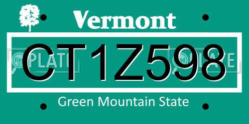 CT1Z598 Vermont License Plate