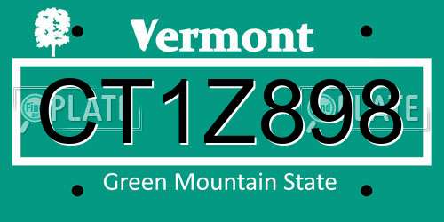 CT1Z898 Vermont License Plate
