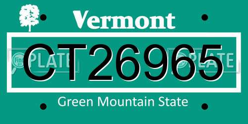 CT26965 Vermont License Plate