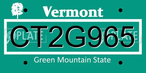 CT2G965 Vermont License Plate