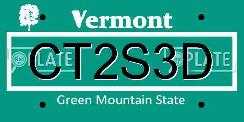 CT2S3D Vermont License Plate