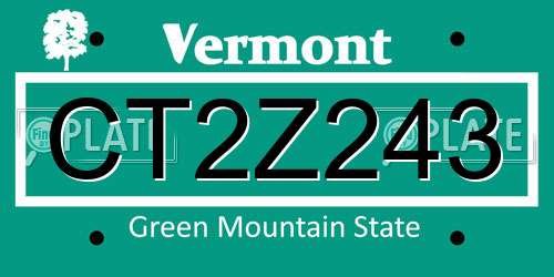 CT2Z243 Vermont License Plate
